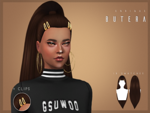 enriques4: [EnriqueS4] Butera Hairstyle New Mesh Maxis Match All Lods Base Game Compatible Work wit