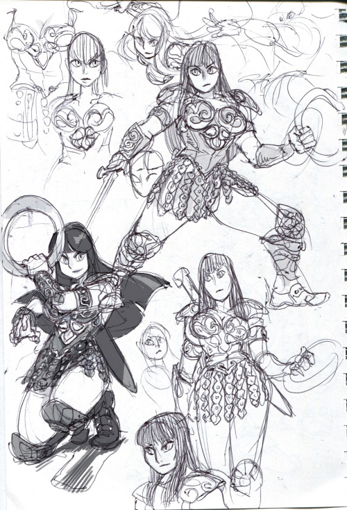 o-8:  Xena sketches and picture via Sketch Dailies. I spent too much time coloring one of these haha orz. She’s too fun to draw, perhaps I’ll finish some of the others / do more if I have time. 