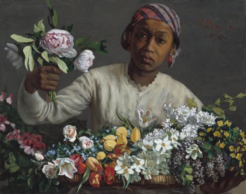 Frederic Bazille - Young Woman with Peonies (1870)