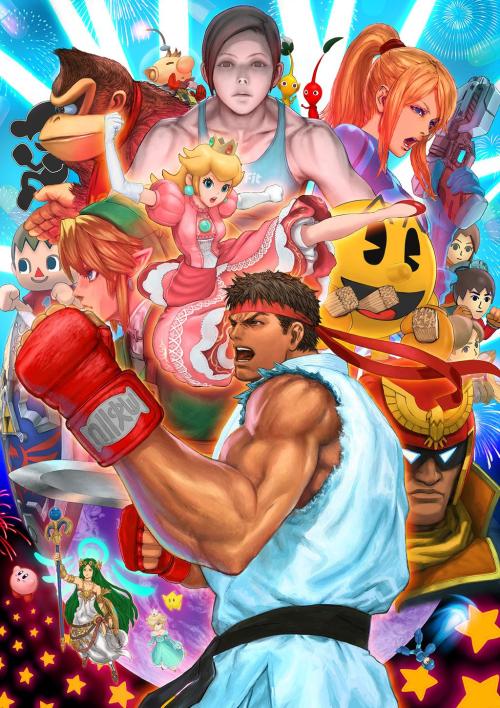 tinycartridge:   So many Smash Bros. DLC announcements today ⊟  As expected, Nintendo announced two new playable fighters for Super Smash Bros today: Street Fighter’s Ryu (buy him on Wii and 3DS for ŭ.99 for each system, or both game versions together