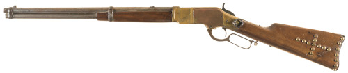 Winchester Model 1866 with Native American tack decor.Estimated Value: $2,250 — $3,750