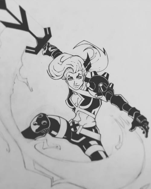 kyleguilbault: WIP Magik Inks. Going to lay digital colours onto this one. Gonna make the energy sword look 👌🏻 #pencils #comicbookart #workinprogress #wip #xmen #magik #illyanarasputin #marvel #marvelcomics #inks #illustration #art