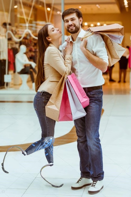 Wearing running blades in public, shopping with her boyfriend <3 