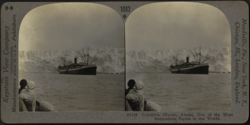 Alaska tourist steamers at Columbia Glacier in Prince William Sound(Alaska, c. 1879 – 1930).