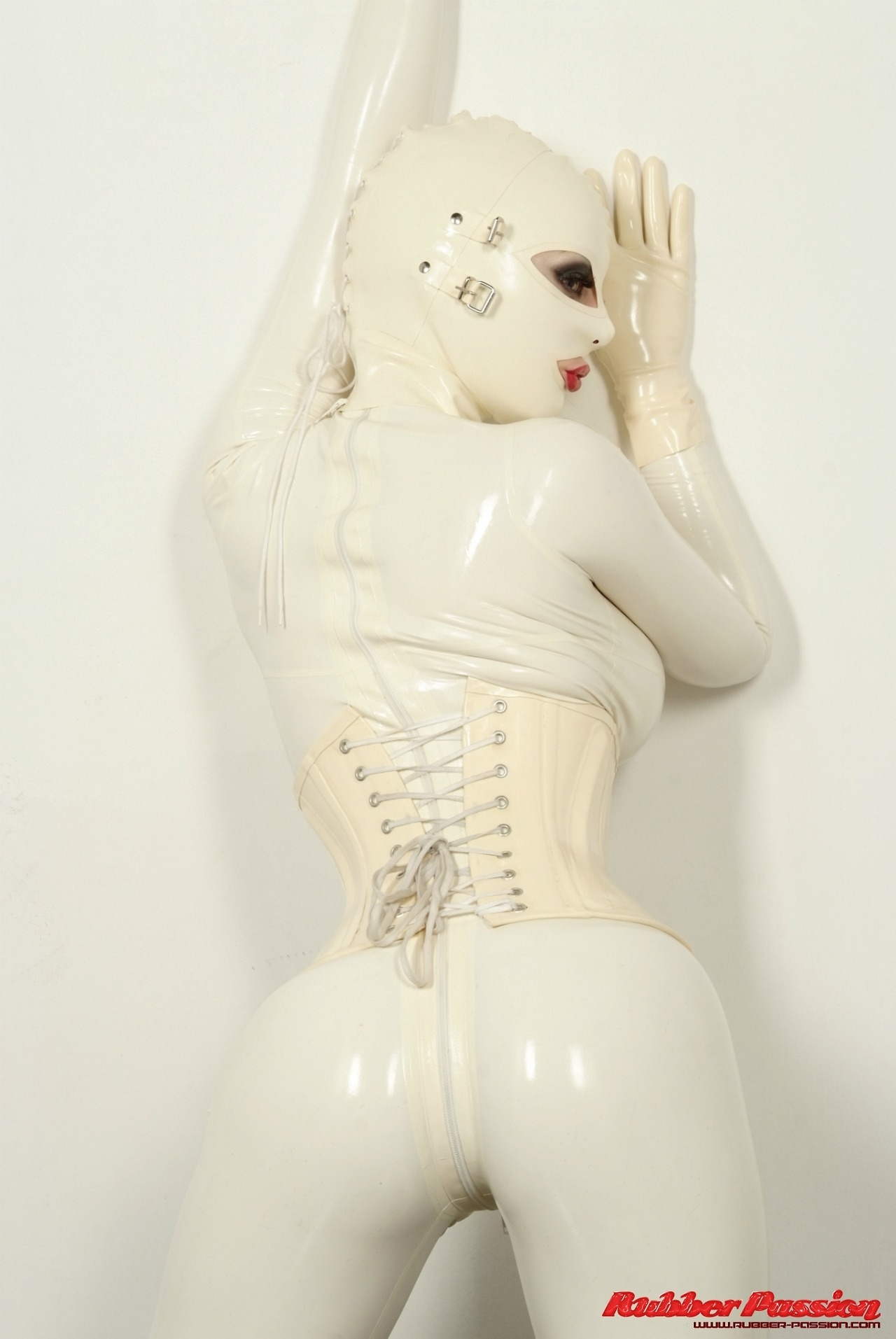 fetishchix:The hooded goddess in white… The stunning Latex Lucy!…