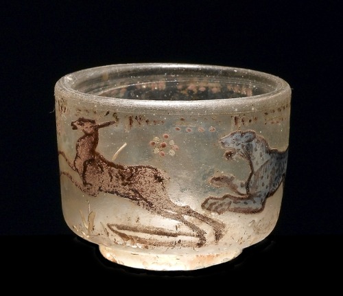 theancientwayoflife:~ Circus glass cup from Nordrup.Culture: RomanPlace of origin: Denmark