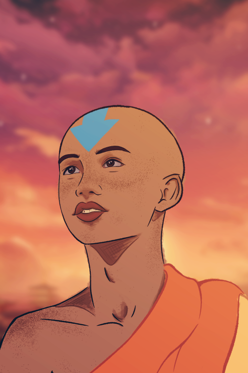 pansyparkinson:“we’re all connected. everything is connected.”[ID: digital drawing of Aang from Avat