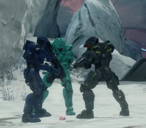 cryptidneet:look at this picture of wash tucker and caboose standing in a circle looking at a grenad