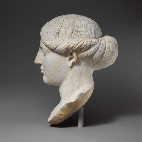 via-appia: Marble head of a woman, Roman copy of Greek bronze statue Roman, 1st–2nd century A.