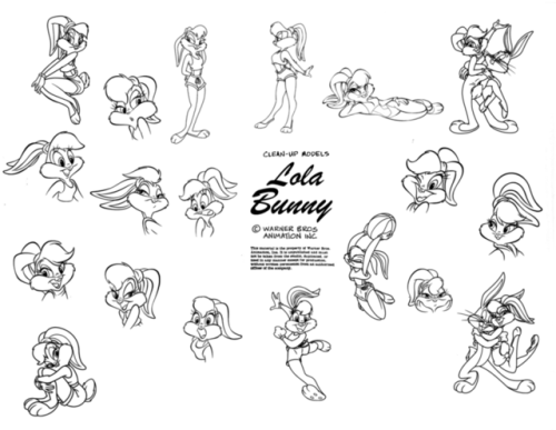 ‪Model sheets for Bugs Bunny and Lola Bunny. Bugs’s design changed a few times, though it has been m