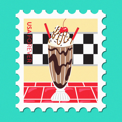 Second part of my American Dessert Stamp series! Brownies | New York Cheesecake | Milkshake | Pumpki