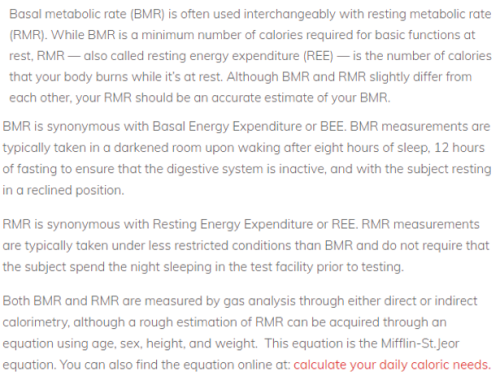 More reads:What Is Basal Metabolic Rate?[X]BMR Versus RMR[X]RMR: What Is Resting Metabolic Rate?[X] 