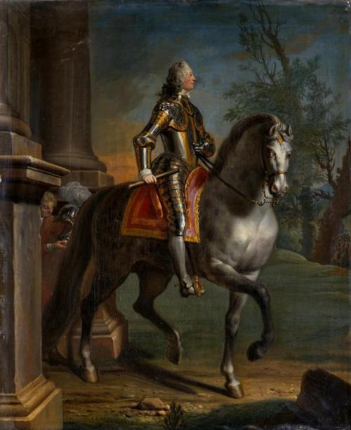 Retrato ecuestre del rey Jorge II de Gran Bretaña e Irlanda por Joseph Highmore, 1743-45.