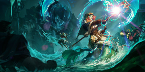 Nami Tidecaller, Fizz Finslayer & Monk Lee Sin - Legends of Runeterra Splash Art