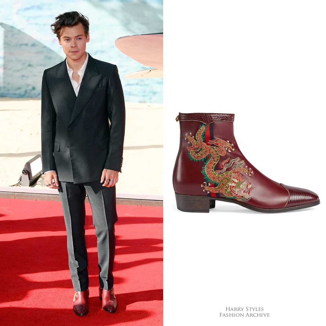 gucci leather boot with dragon