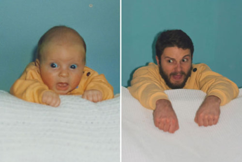 owmeex:Two Brothers Re-Create Childhood Photos As A Priceless Gift To Their Mother (via Then/Now)