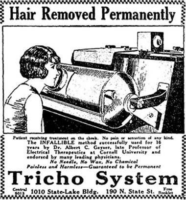 peashooter85:Dr. Albert Geyser’s X-Ray Hair Removal System,In the early 20th century with the advent