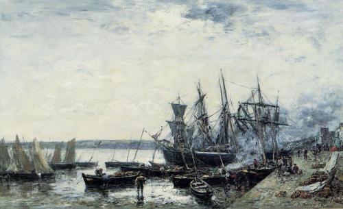 eugene-boudin:  Camaret, the Port, 1872, Eugene Boudin Medium: oil