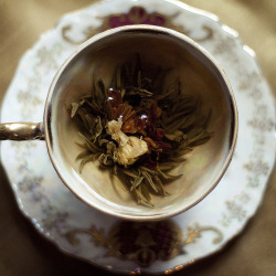 Tea time.  A little fascinated with those blooming flower teas…if anything, they&rsquo;re quite beautiful.