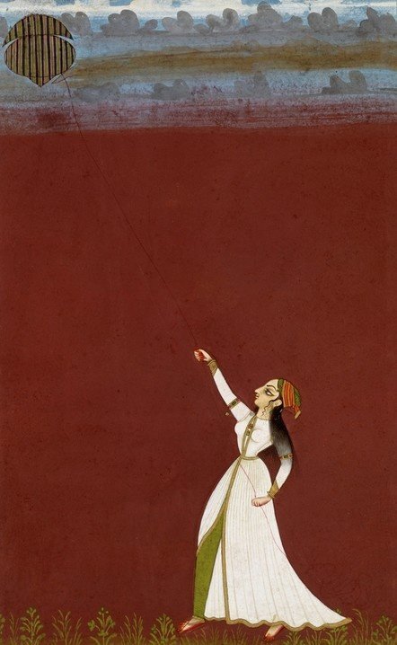 Lady flying a kite, Jodhpur, India, c.1740-60