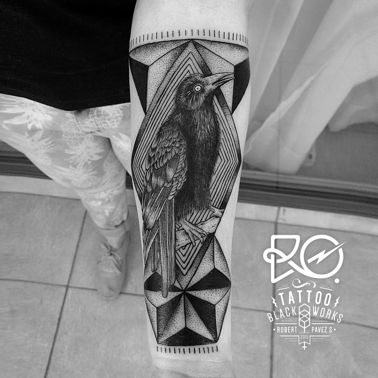 Tattoo uploaded by JenTheRipper  Crow tattoo by Mindaugas Bumblys  MindaugasBumblys geometric nature blackwork crow  Tattoodo