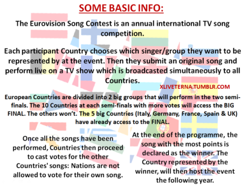 xliveterna:The umpteenth guide to Eurovision for non Europeans by @xliveterna