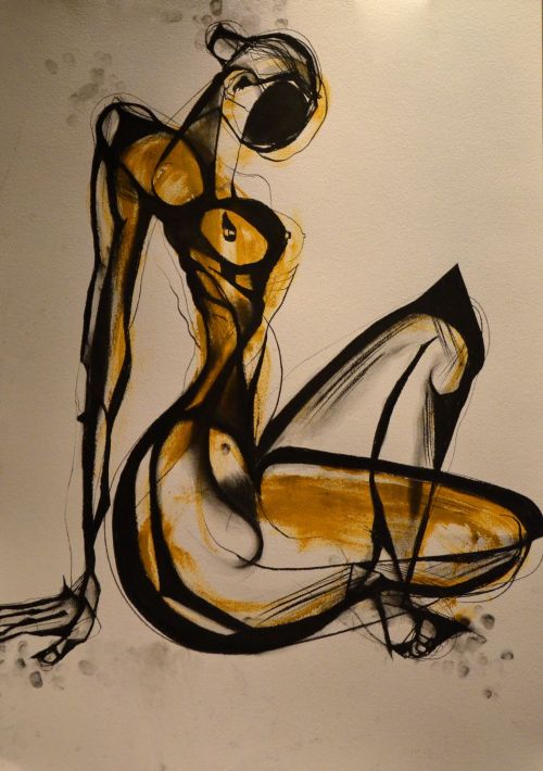 carmeljenkin-art: Drawing by Carmel Jenkin Self Investment, charcoal and acrylic on paper, 81cm x 57