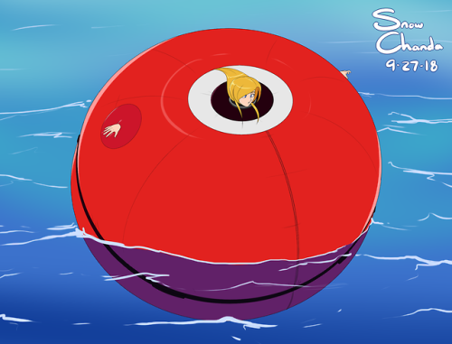 A commission for Matthew250 of Michelle wearing an inflatable scuba suit based from the movie Spy Ki