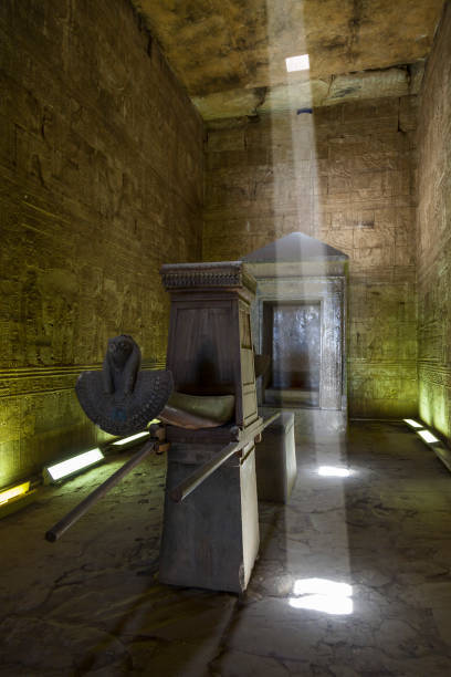 The sacred Barge of Horus with shrine of Nectanebo II  in the inner sanctum of the Temple of Horus a