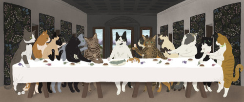 Well, I started this in May 2016 and, after ~85 hours it’s finally done. The Cat Supper: commission 