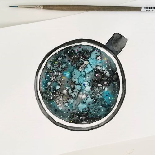 The Universe in the cup  #universe #cup #coffee #watercolor #stars #space #cosmos #illustration #iry