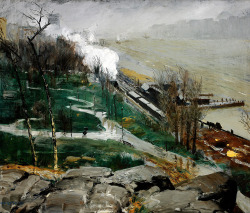 lionofchaeronea:  Rain on the River, George Bellows, 1908 