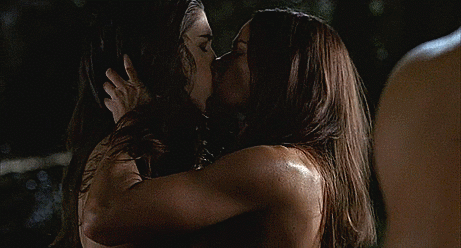 lesbiansilk:  True Blood (2013) - s06e01 - Jamie Gray Hyder &amp; Kelly Overton