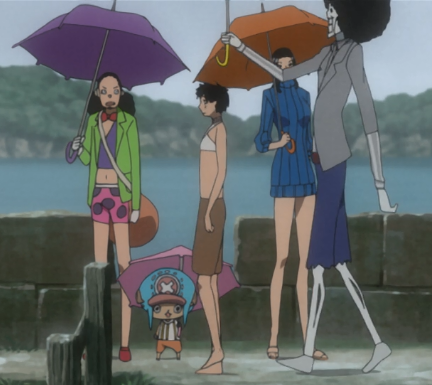 fuckinmanga:  prossima-nebulosa: As I was re-watching one piece film z I remembered why Brook is one of the most beautiful Strawhat members: he’s protecting his captain from the rain, but he’s so tall and the umbrella wouldn’t reach Luffy, so he