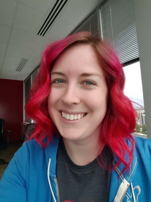 Week 98: Applied Overtone Extreme Pink allover my hair, so now I have a pink to reddish ombre going 