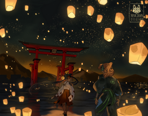 A Chance EncounterCommission for @liza-lee of Ladybug and Chat Noir from my Feudal Japan AU!Truly su