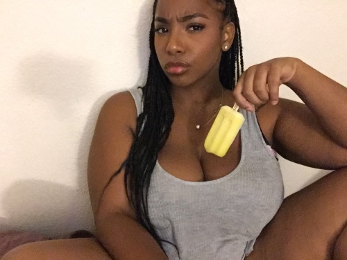 blkbruja:  me ft my third pineapple popsicle today  😍😍😍