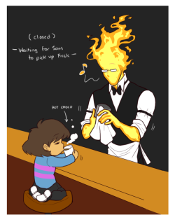 ceejindeed:  thebunnyartist:  I like the idea of Grillby’s tears being soot/ashes, because, well, he’s fire. He tends to burn himself out. ;D  I love this so much my heart hurts 