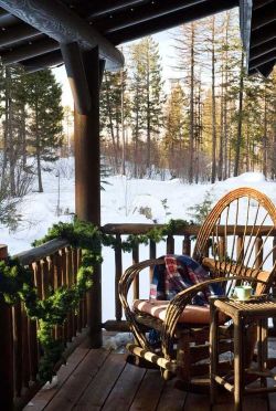 bluepueblo:  Winter Porch, Big Sky, Montana