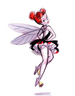 easilydistracted-74:  vintagegeekculture:  Early Tinkerbell design. She was originally going to be a redhead and have literal bells.   💋  @coldtofire