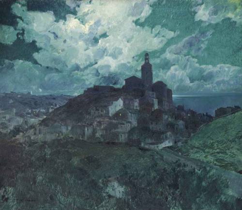 Night in Cadaqués  -  Eliseo Meifren i RoigCatalan 1859-1940Oil on canvas , 130.1 x 151.1 cm.