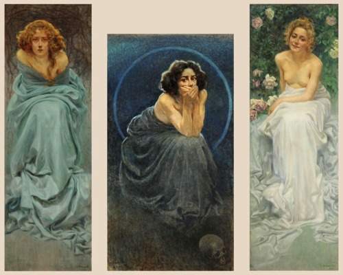 L'enigma umano.1900.Trittico / Triptych.Il Dolore / The Grief.Il Silenzio / The Silence.Il Piacere /