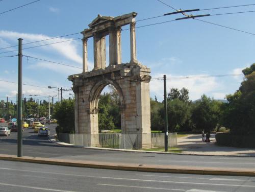 ancientromebuildings:Arch of Hadrian in Athens. It was erected around 132-133 AD in hour of emperor 