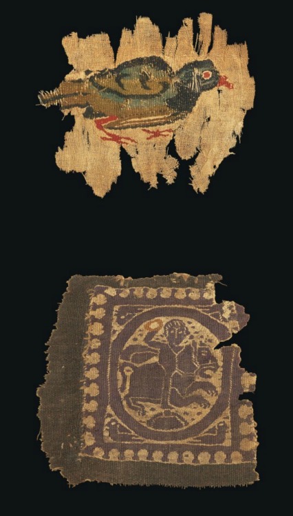 Two coptic textile fragments, circa 5th-8th century ADComprising a tapestry-woven red-legged quail i