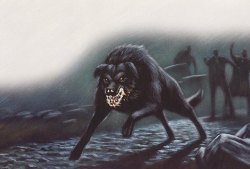 slbtumblng:  sixpenceee:  PARANORMAL CREATURES: HELLHOUND A hellhound is a supernatural creature that can be found in folklore. They usually have black fur, glowing red eyes, super strength and speed, a foul odor and sometimes even the ability to talk.
