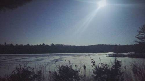 Took the scenic way home so I could grab a shot of the moon reflecting off the icy reservoir #sandyh