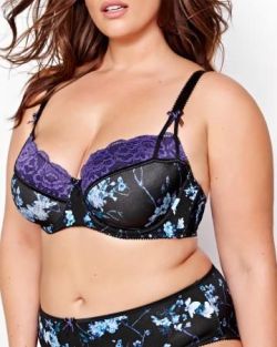 lingerie-plus:  Vixen Balconet Bra with Lace and Flowers - Déesse Collection