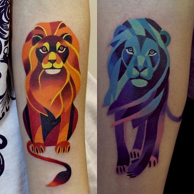 saveitforsatan:  gaksdesigns:  Geometric watercolor-like tattoos by Russian based