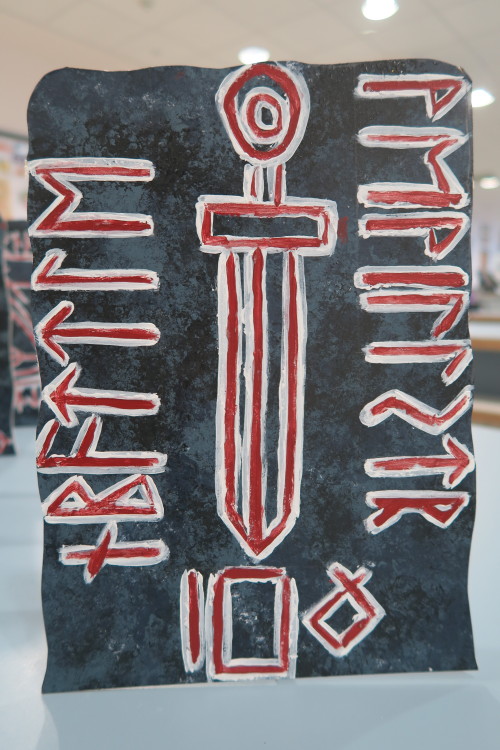 Key Stage 3 Learner Viking Rune Stones created by Drama students as preparation for their forthcomin