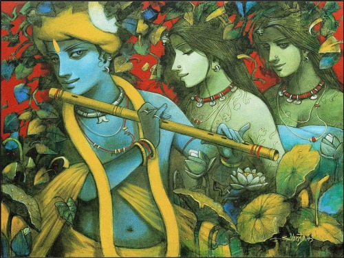 Krishna and gopis by Subrata Das